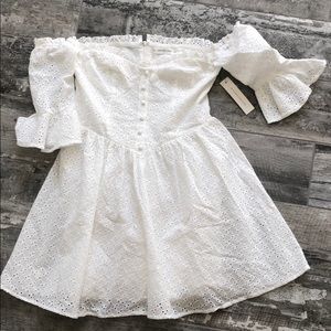 Lani The Label eyelet off shoulder dress